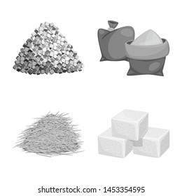 Isolated object of sugarcane and cane sign. Set of sugarcane and field stock symbol for web.