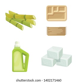 Isolated object of sugarcane and cane symbol. Collection of sugarcane and field vector icon for stock.