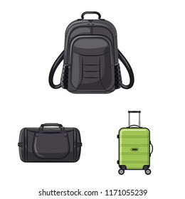Isolated object of suitcase and baggage icon. Set of suitcase and journey stock vector illustration.