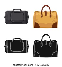 Isolated object of suitcase and baggage icon. Set of suitcase and journey stock symbol for web.