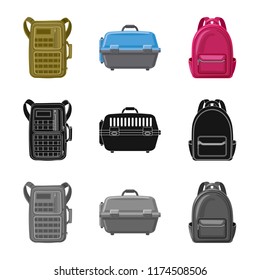 Isolated object of suitcase and baggage icon. Set of suitcase and journey vector icon for stock.