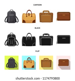 Isolated object of suitcase and baggage icon. Set of suitcase and journey vector icon for stock.