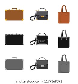 Isolated object of suitcase and baggage icon. Set of suitcase and journey stock vector illustration.