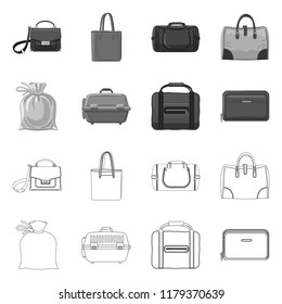 Isolated object of suitcase and baggage icon. Collection of suitcase and journey stock symbol for web.