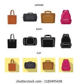 Isolated object of suitcase and baggage icon. Set of suitcase and journey stock symbol for web.