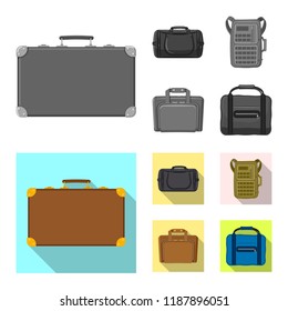 Isolated object of suitcase and baggage icon. Set of suitcase and journey stock symbol for web.