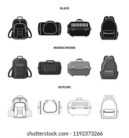 Isolated object of suitcase and baggage icon. Set of suitcase and journey stock symbol for web.