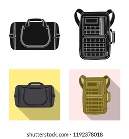 Isolated object of suitcase and baggage icon. Collection of suitcase and journey vector icon for stock.