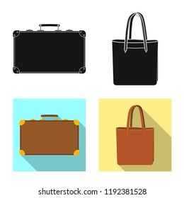 Isolated object of suitcase and baggage icon. Collection of suitcase and journey vector icon for stock.