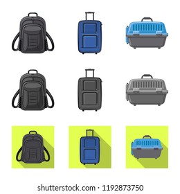 Isolated object of suitcase and baggage icon. Set of suitcase and journey vector icon for stock.