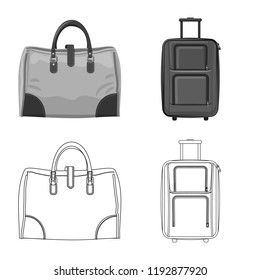 Isolated object of suitcase and baggage icon. Set of suitcase and journey vector icon for stock.
