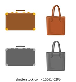 Isolated object of suitcase and baggage icon. Set of suitcase and journey vector icon for stock.