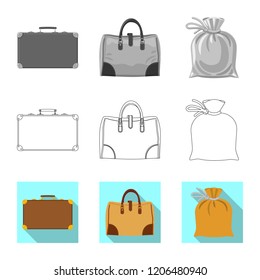 Isolated object of suitcase and baggage icon. Collection of suitcase and journey vector icon for stock.