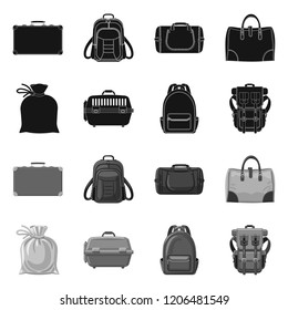 Isolated object of suitcase and baggage icon. Set of suitcase and journey stock symbol for web.