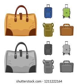 Isolated object of suitcase and baggage icon. Set of suitcase and journey stock vector illustration.