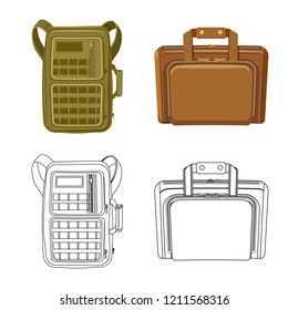 Isolated object of suitcase and baggage icon. Set of suitcase and journey stock symbol for web.