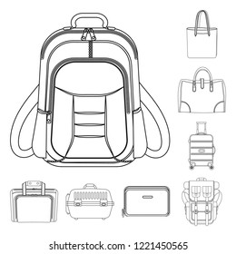 Isolated object of suitcase and baggage icon. Set of suitcase and journey vector icon for stock.