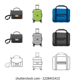 Isolated object of suitcase and baggage icon. Collection of suitcase and journey stock symbol for web.