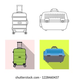 Isolated object of suitcase and baggage icon. Set of suitcase and journey stock symbol for web.