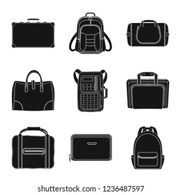 Isolated object of suitcase and baggage icon. Collection of suitcase and journey stock vector illustration.