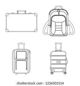 Isolated object of suitcase and baggage icon. Set of suitcase and journey vector icon for stock.