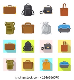 Isolated object of suitcase and baggage icon. Set of suitcase and journey stock symbol for web.
