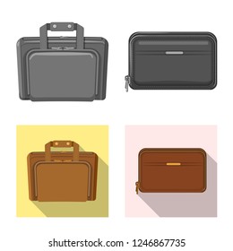 Isolated object of suitcase and baggage icon. Collection of suitcase and journey vector icon for stock.