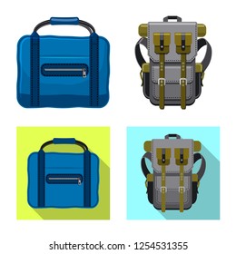 Isolated object of suitcase and baggage icon. Set of suitcase and journey vector icon for stock.