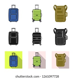 Isolated object of suitcase and baggage icon. Collection of suitcase and journey stock vector illustration.
