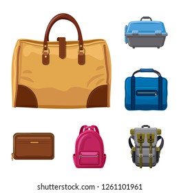 Isolated object of suitcase and baggage icon. Set of suitcase and journey stock symbol for web.
