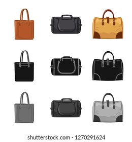 Isolated object of suitcase and baggage icon. Collection of suitcase and journey stock symbol for web.