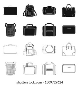 Isolated object of suitcase and baggage icon. Collection of suitcase and journey stock symbol for web.