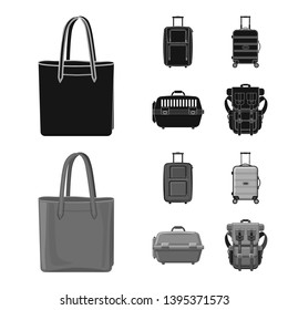Isolated object of suitcase and baggage icon. Collection of suitcase and journey stock vector illustration.