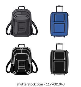 Isolated object of suitcase and baggage logo. Set of suitcase and journey stock symbol for web.