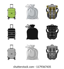 Isolated object of suitcase and baggage logo. Collection of suitcase and journey stock symbol for web.