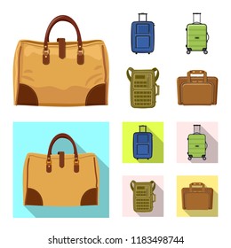 Isolated object of suitcase and baggage logo. Set of suitcase and journey stock vector illustration.