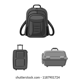 Isolated object of suitcase and baggage logo. Set of suitcase and journey stock vector illustration.