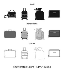 Isolated object of suitcase and baggage logo. Set of suitcase and journey stock vector illustration.