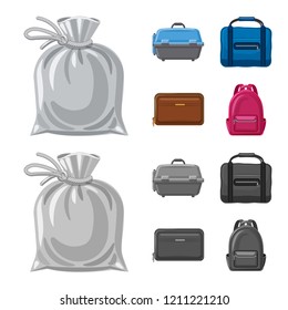 Isolated object of suitcase and baggage logo. Set of suitcase and journey vector icon for stock.