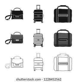 Isolated object of suitcase and baggage logo. Collection of suitcase and journey stock symbol for web.
