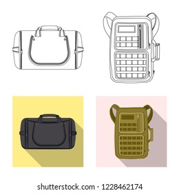 Isolated object of suitcase and baggage logo. Set of suitcase and journey stock symbol for web.