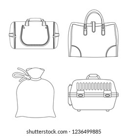 Isolated object of suitcase and baggage logo. Set of suitcase and journey stock symbol for web.