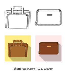 Isolated object of suitcase and baggage logo. Set of suitcase and journey stock vector illustration.