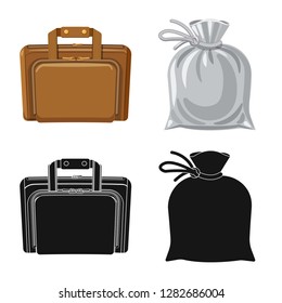 Isolated object of suitcase and baggage logo. Set of suitcase and journey vector icon for stock.