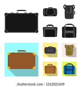 Isolated object of suitcase and baggage logo. Collection of suitcase and journey stock vector illustration.