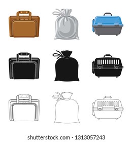 Isolated object of suitcase and baggage logo. Set of suitcase and journey stock vector illustration.