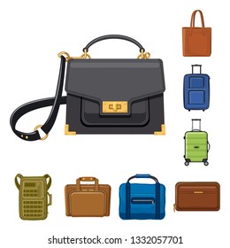 Isolated object of suitcase and baggage logo. Collection of suitcase and journey vector icon for stock.