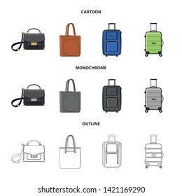 Isolated object of suitcase and baggage logo. Set of suitcase and journey stock vector illustration.