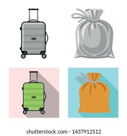 Isolated object of suitcase and baggage logo. Set of suitcase and journey vector icon for stock.