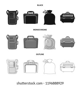 Isolated object of suitcase and baggage sign. Set of suitcase and journey vector icon for stock.